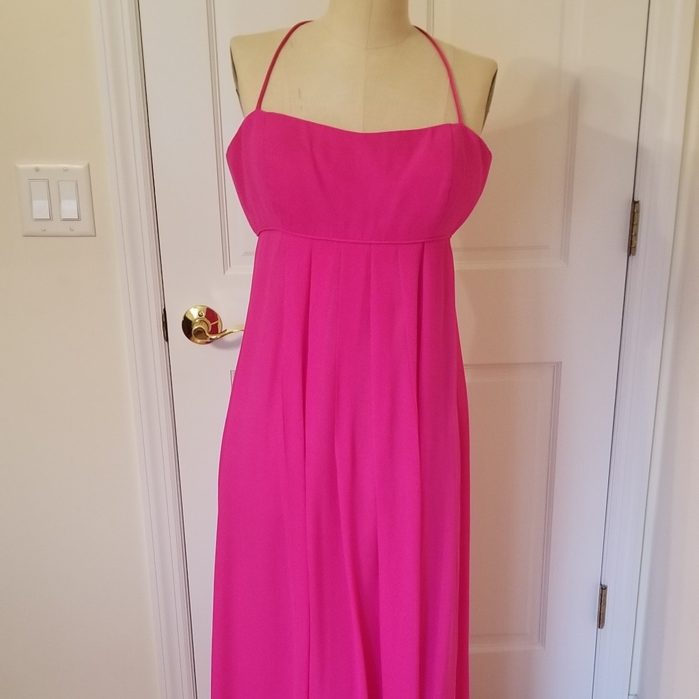 Hot Pink 100% Silk Prom Dress